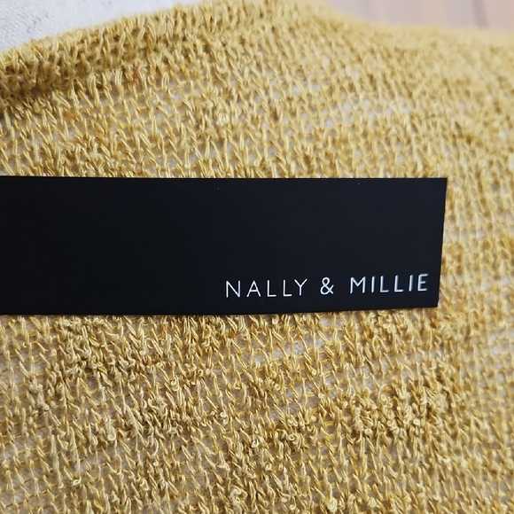 Nally & Millie Mustard Textured Tunic Top Ruffled Hem & Layered Bell Sleeves - Picture 6 of 10